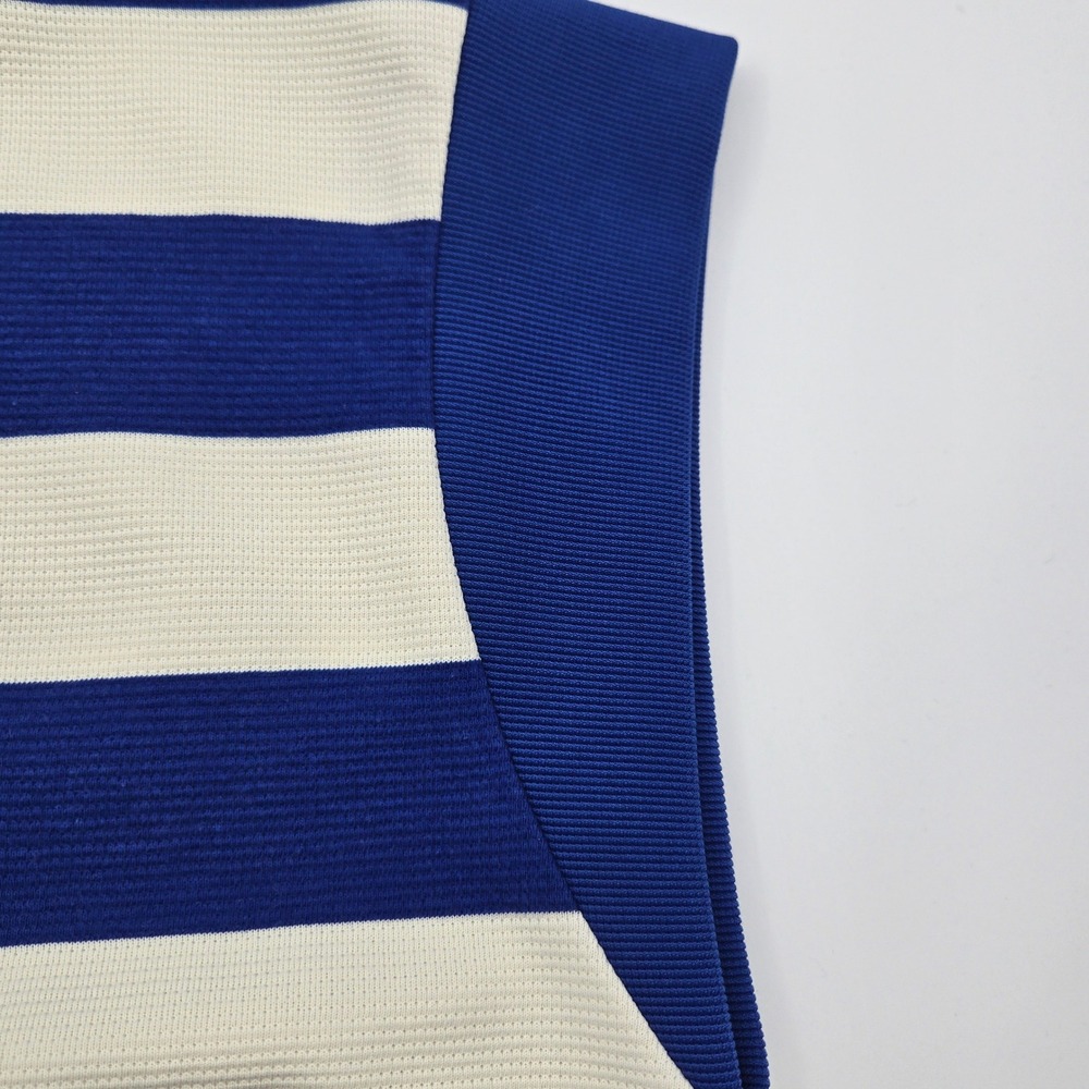 Entro Charley Blue Ivory Striped Capped Sleeve Mini Dress Size S Pockets Casual‎ - Picture 4 of 6